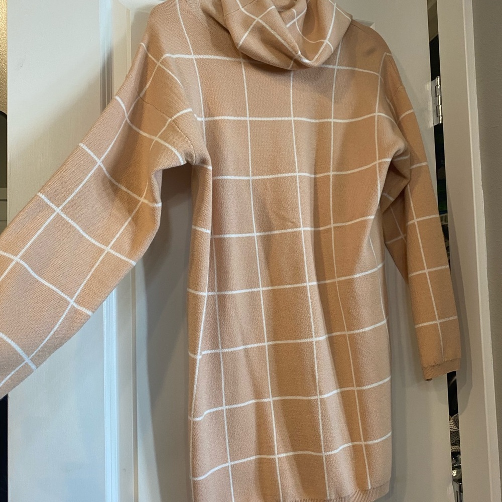 Women's Tan Grid Sweater